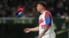 El pitcher Yariel Rodríguez en el juego contra Australia, en los cuartos de final del Clásico Mundial de Báisbol, en Tokío, Japón. (AP/Toru Hanai)