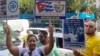 Protesta de exiliados cubanos en España.