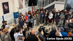 José Daniel Ferrer en su primeras declaciones tras su llegada al exilio, en la Fundación Nacional Cubano Americana, en Miami.