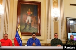 En la foto, Nicolás Maduro, Diosdado Cabello, Vladimir Padrino López y Remigio Ceballos.