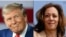 Combinación de imágenes muestra al expresidente y candidato presidencial republicano Donald Trump y a la vicepresidente y candidata presidencial demócrata Kamala Harris en Maryland 