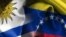 Banderas de Uruguay y Venezuela.