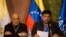 Delegados del Gobierno y la oposición de Venezuela en la mesa de diálogo