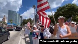 Manifestaciones "No Kings" en el Downtown de Miami. 