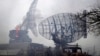 Damaged radar arrays and other equipment is seen at Ukrainian military facility outside Mariupol, Ukraine, Thursday, Feb. 24, 2022.